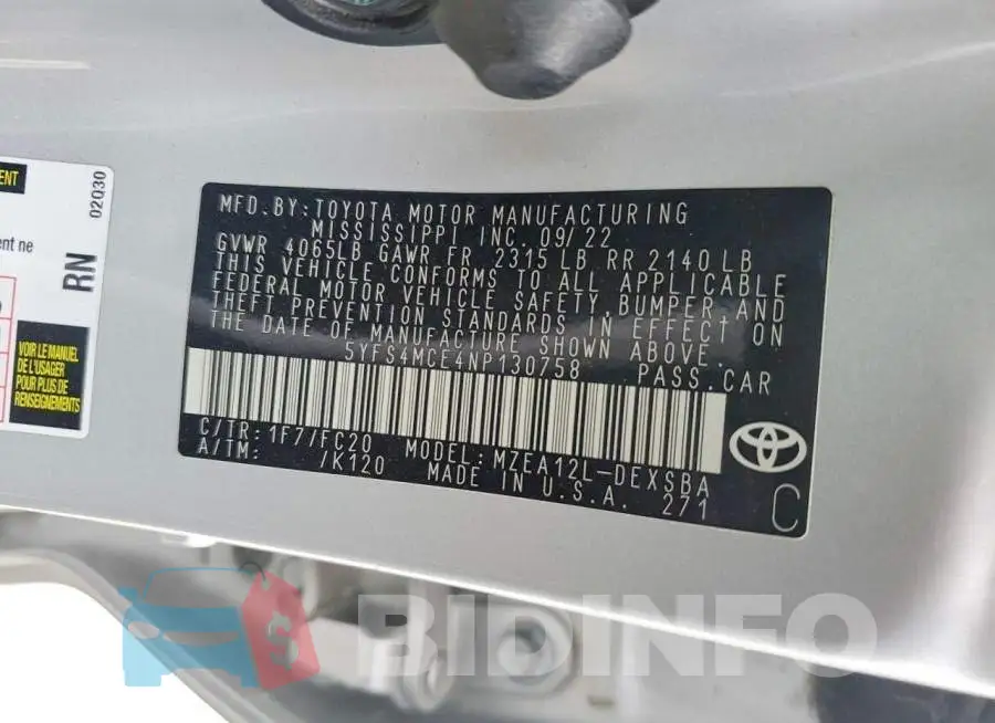 5YFS4MCE4NP130758 Photo# 13