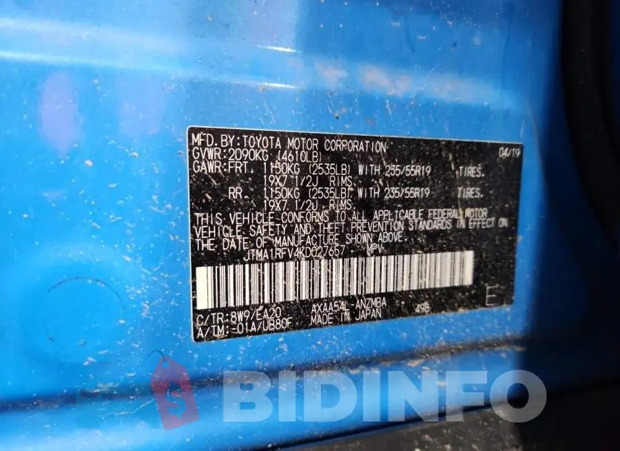 JTMA1RFV4KD027657 Photo# 13