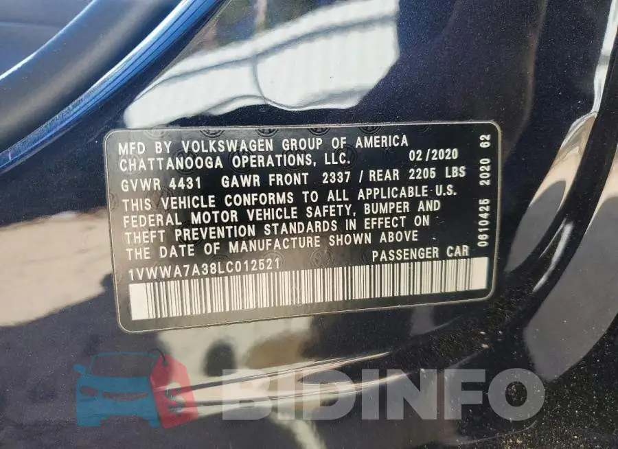 1VWWA7A38LC012521 Photo# 12