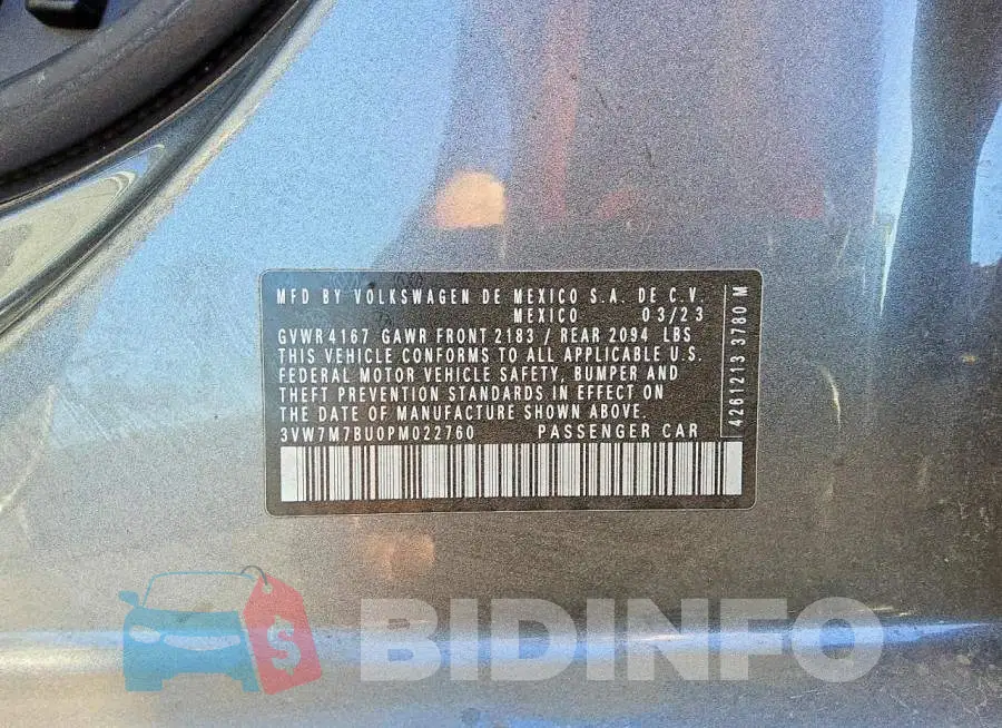 3VW7M7BU0PM022760 Photo# 12