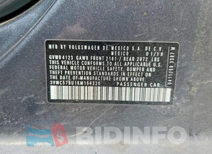 3VWC57BU1KM154320 Photo# 12