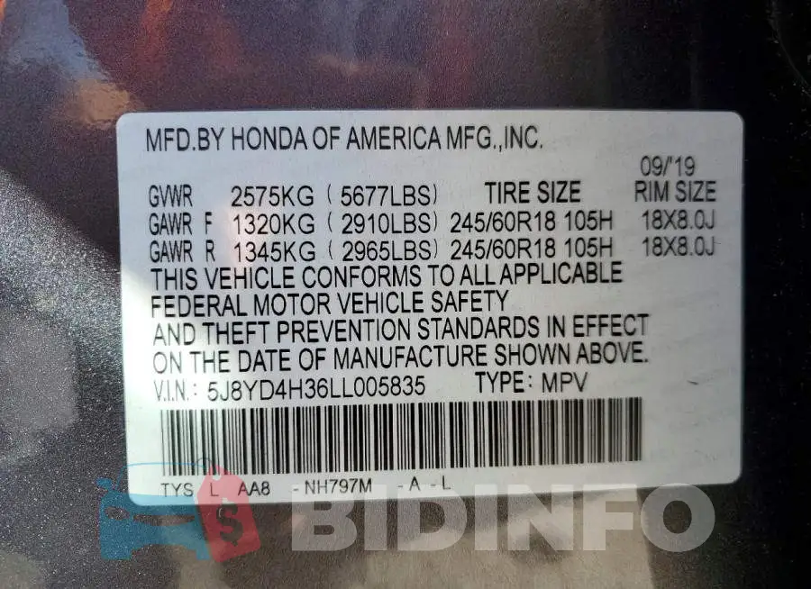 5J8YD4H36LL005835 Photo# 14