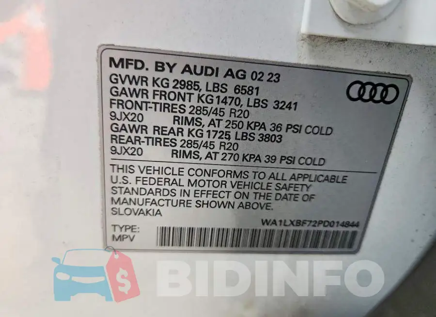 WA1LXBF72PD014844 Photo# 14