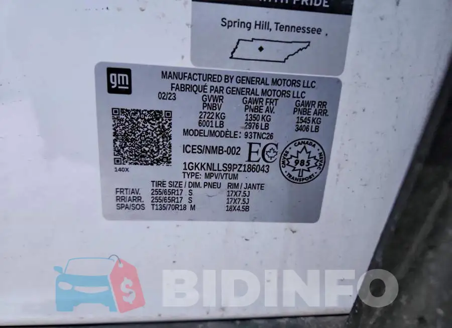 1GKKNLLS9PZ186043 Photo# 14