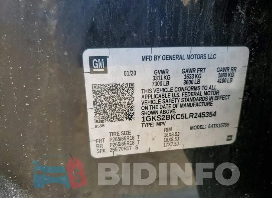 1GKS2BKC5LR245354 Photo# 13