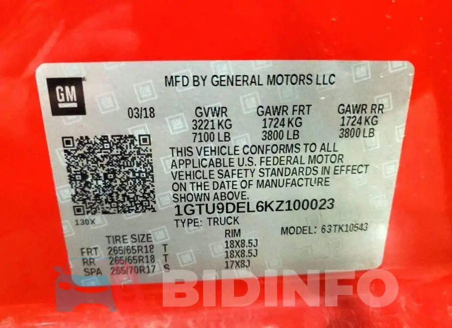 1GTU9DEL6KZ100023 Photo# 12