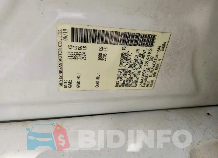 1N4AA6AV3KC383485 Photo# 12