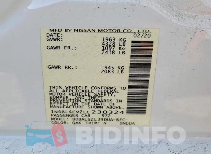 1N4BL4CV2LC230324 Photo# 12