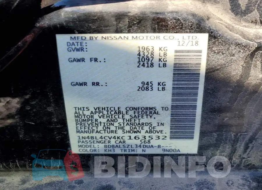 1N4BL4CV4KC163532 Photo# 12