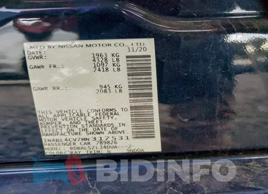 1N4BL4CV7MN317531 Photo# 12