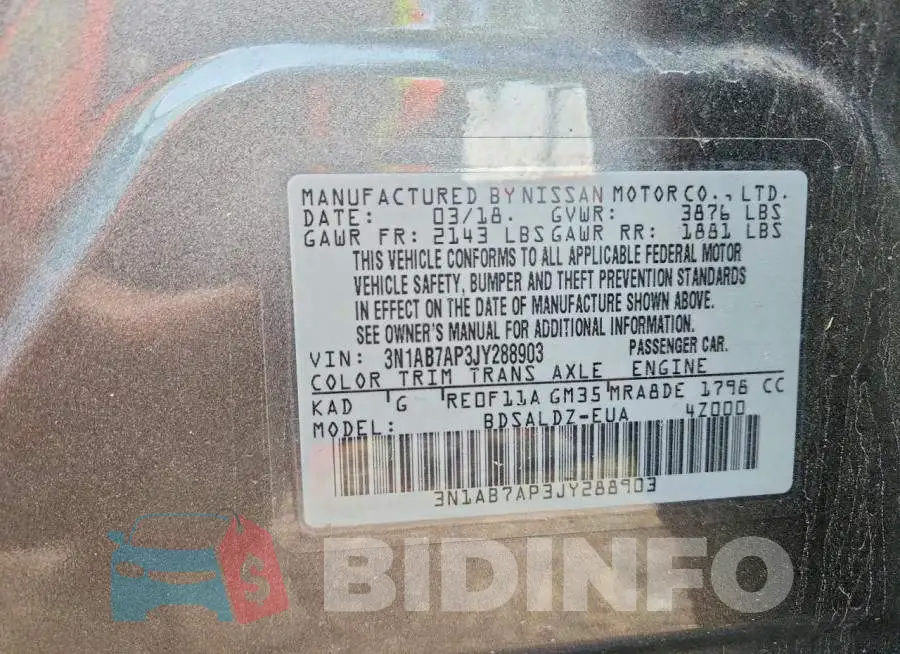 3N1AB7AP3JY288903 Photo# 12