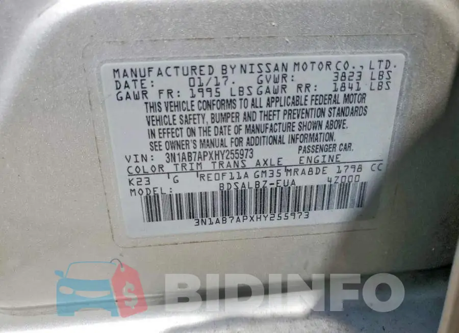 3N1AB7APXHY255973 Photo# 13