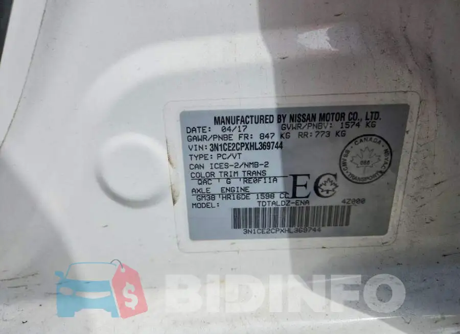 3N1CE2CPXHL369744 Photo# 14