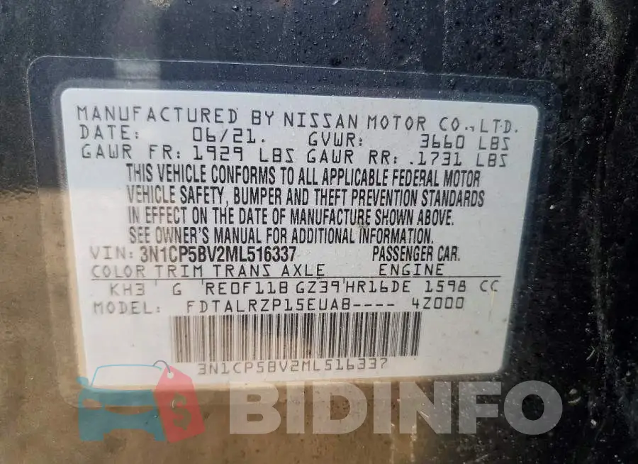 3N1CP5BV2ML516337 Photo# 12