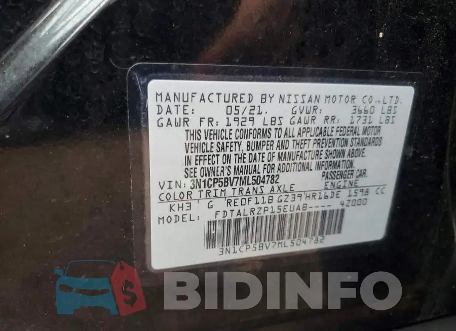 3N1CP5BV7ML504782 Photo# 14
