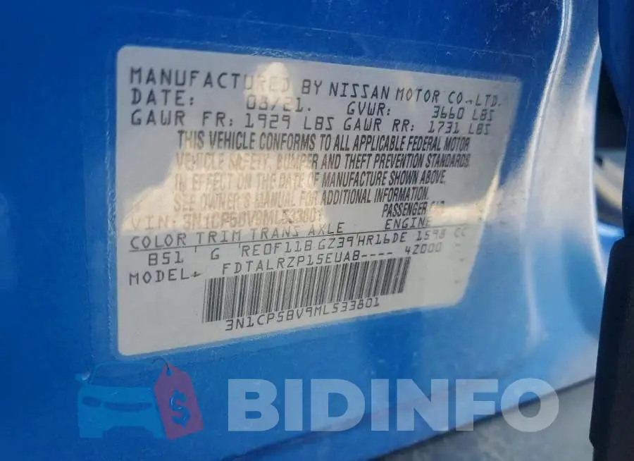3N1CP5BV9ML533801 Photo# 13
