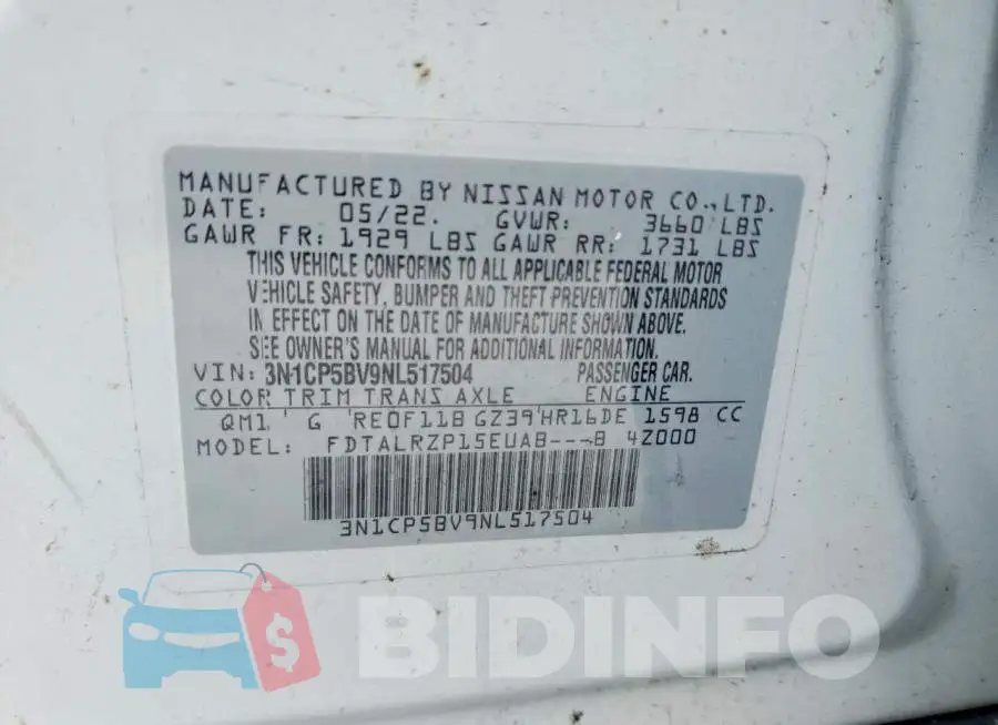 3N1CP5BV9NL517504 Photo# 14