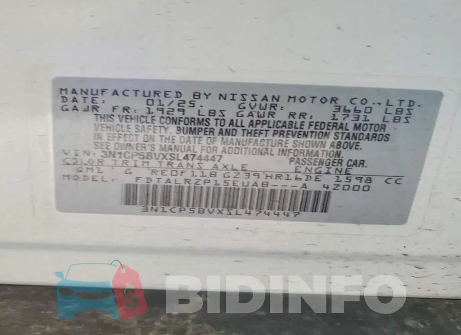 3N1CP5BVXSL474447 Photo# 12