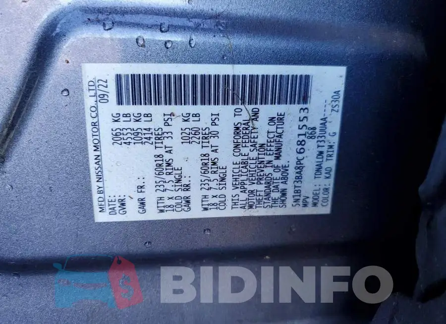 5N1BT3BA8PC681553 Photo# 12