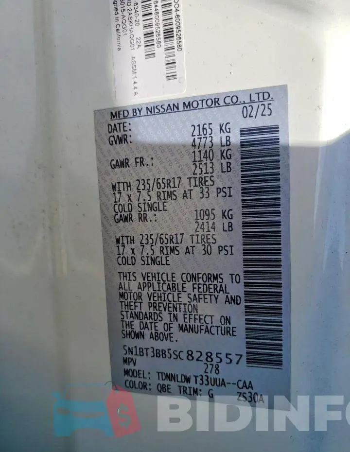 5N1BT3BB5SC828557 Photo# 13
