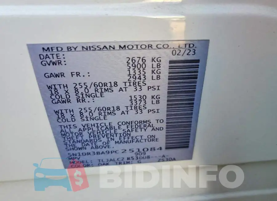 5N1DR3BA9PC251084 Photo# 14