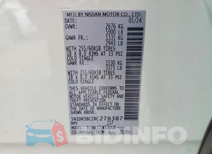 5N1DR3BC2RC278387 Photo# 14