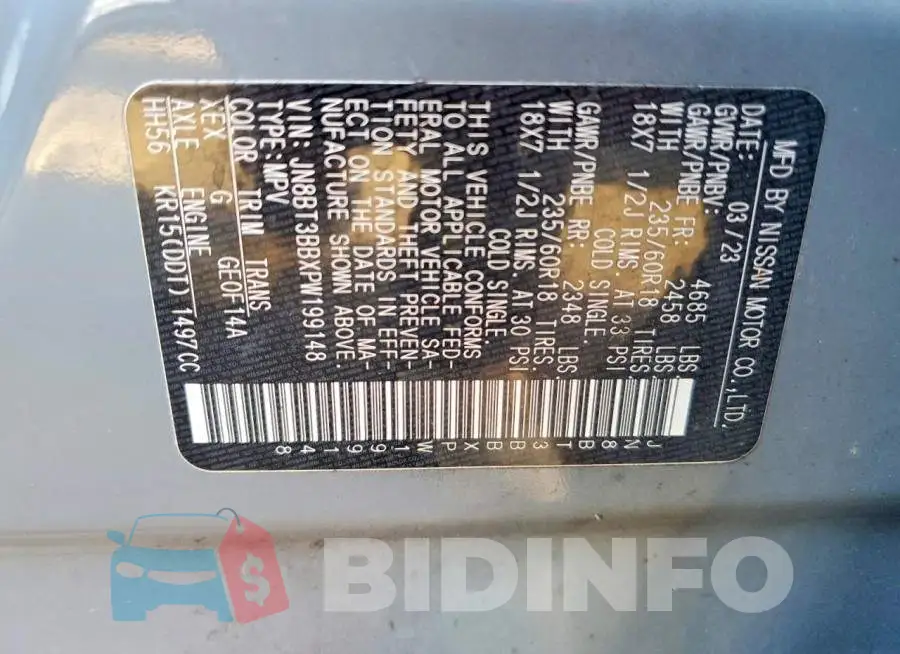 JN8BT3BBXPW199148 Photo# 14