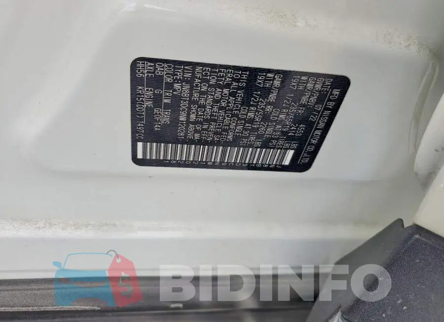 JN8BT3DC9NW120281 Photo# 14