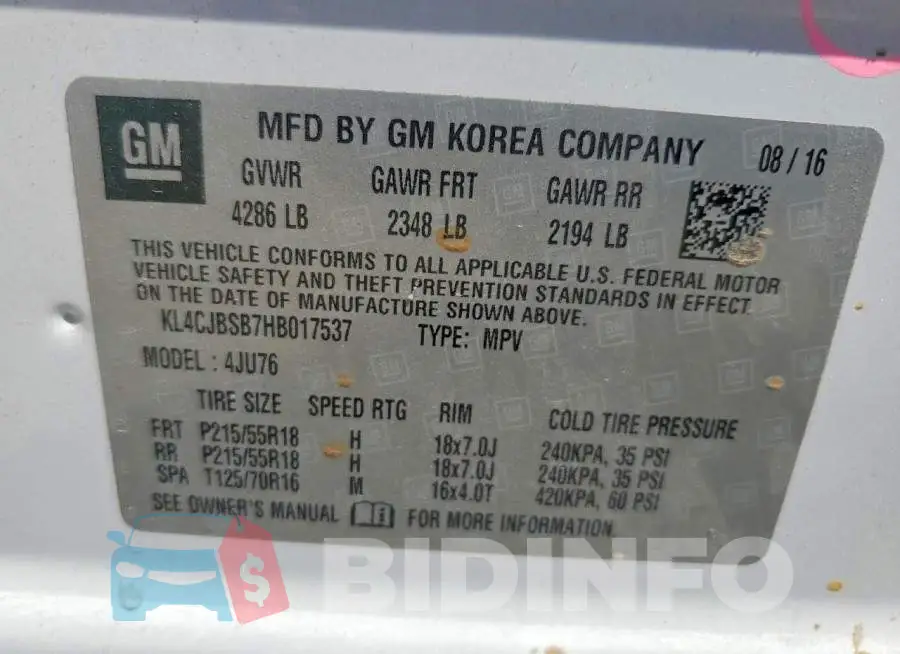 KL4CJBSB7HB017537 Photo# 12