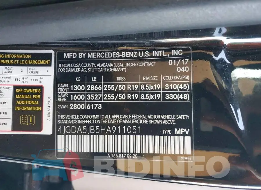 4JGDA5JB5HA911051 Photo# 13