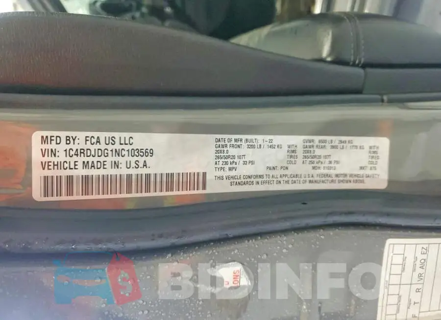 1C4RDJDG1NC103569 Photo# 13
