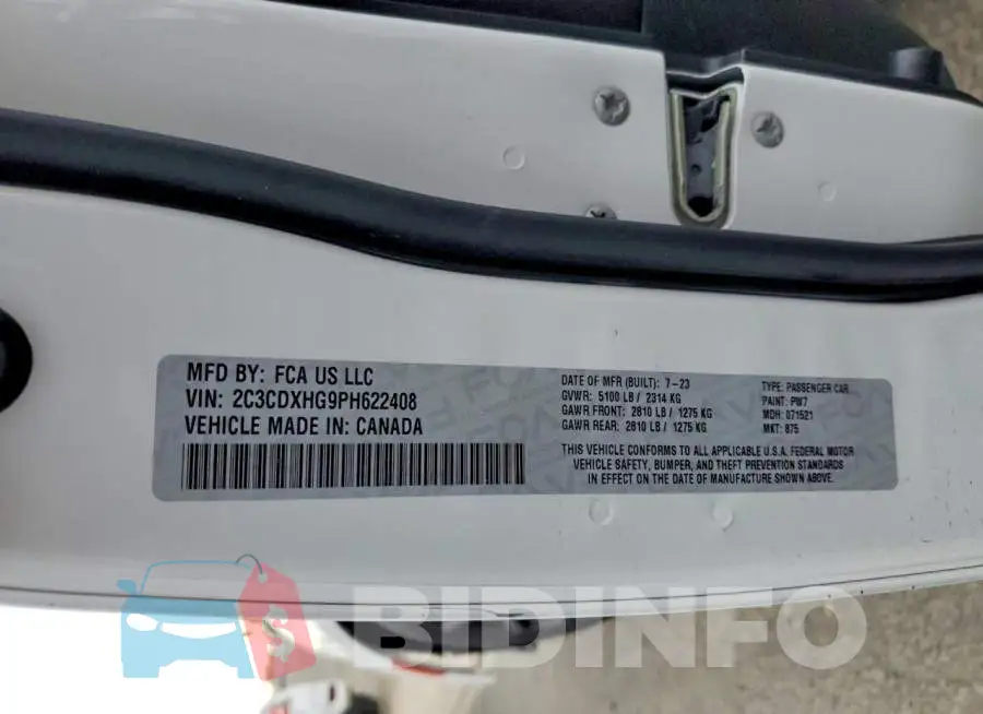 2C3CDXHG9PH622408 Photo# 12