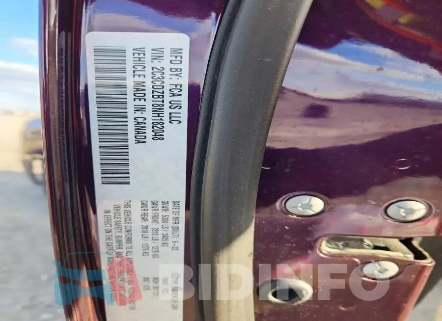 2C3CDZBT8NH182048 Photo# 12