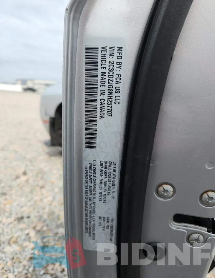 2C3CDZJG8NH257707 Photo# 13
