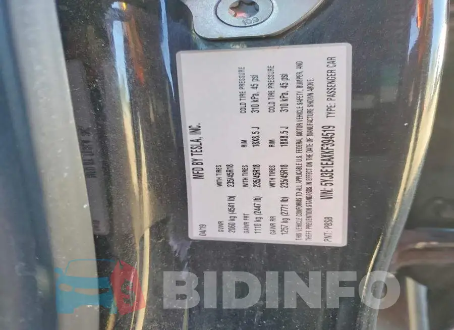 5YJ3E1EAXKF394519 Photo# 12
