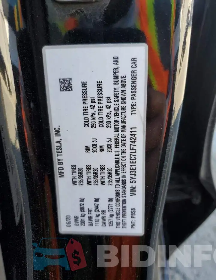 5YJ3E1EC7LF742411 Photo# 12