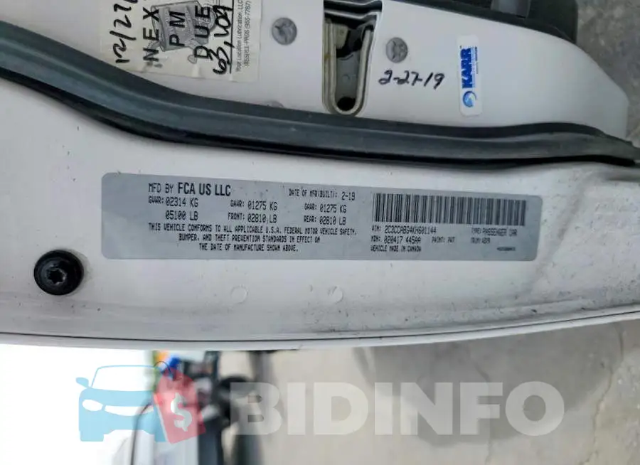 2C3CCABG4KH601144 Photo# 13