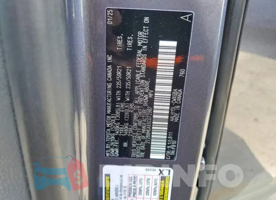 2T2BBMCAXSC072987 Photo# 13