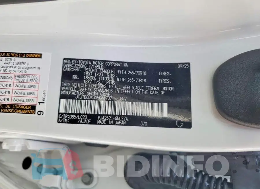 JTJTBCDX3S5066707 Photo# 13