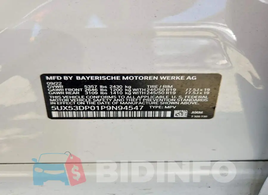 5UX53DP01P9N94547 Photo# 14