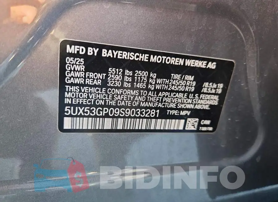 5UX53GP09S9033281 Photo# 12