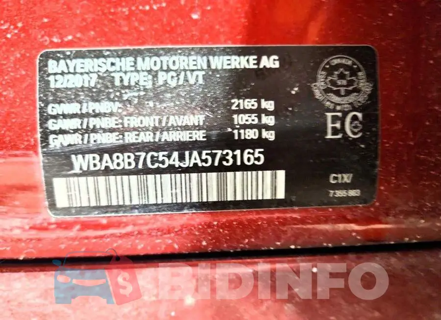 WBA8B7C54JA573165 Photo# 12