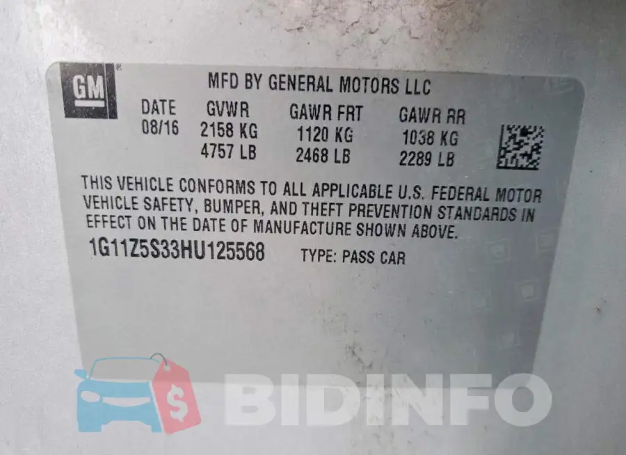 1G11Z5S33HU125568 Photo# 12