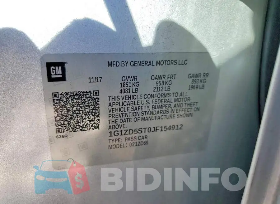 1G1ZD5ST0JF154912 Photo# 12