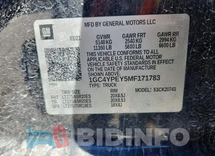 1GC4YPEY5MF171783 Photo# 12