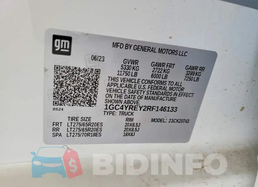 1GC4YREY2RF146133 Photo# 13