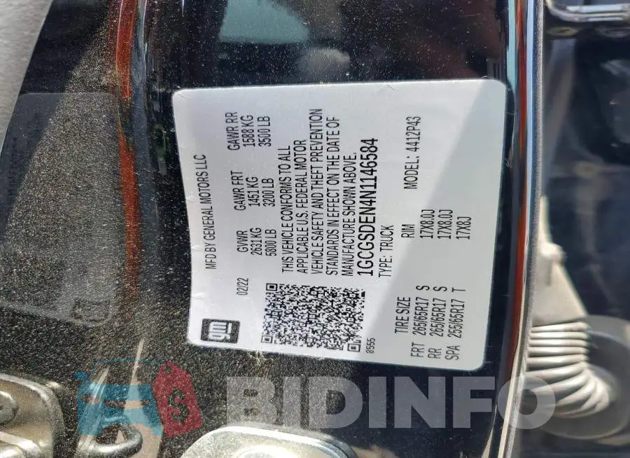 1GCGSDEN4N1146584 Photo# 12