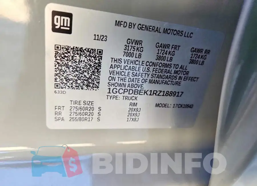 1GCPDBEK1RZ188917 Photo# 12