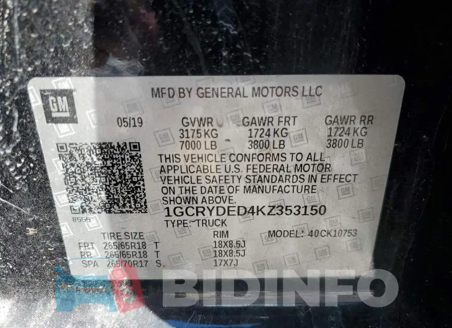 1GCRYDED4KZ353150 Photo# 12