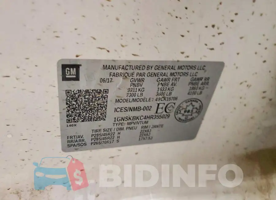 1GNSKBKC4HR355029 Photo# 13